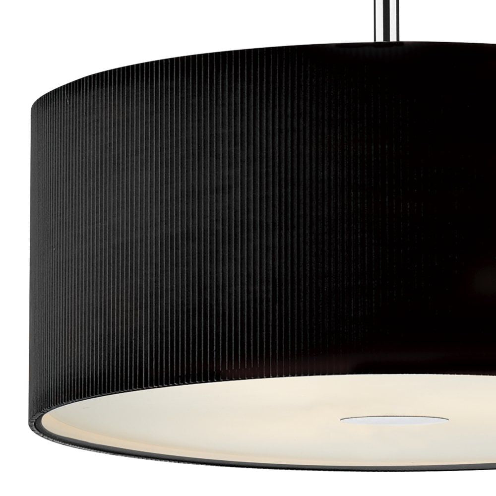 Dar ZAR1722 | Black 3-Light Pendant with Micro Pleat Shade | 600mm