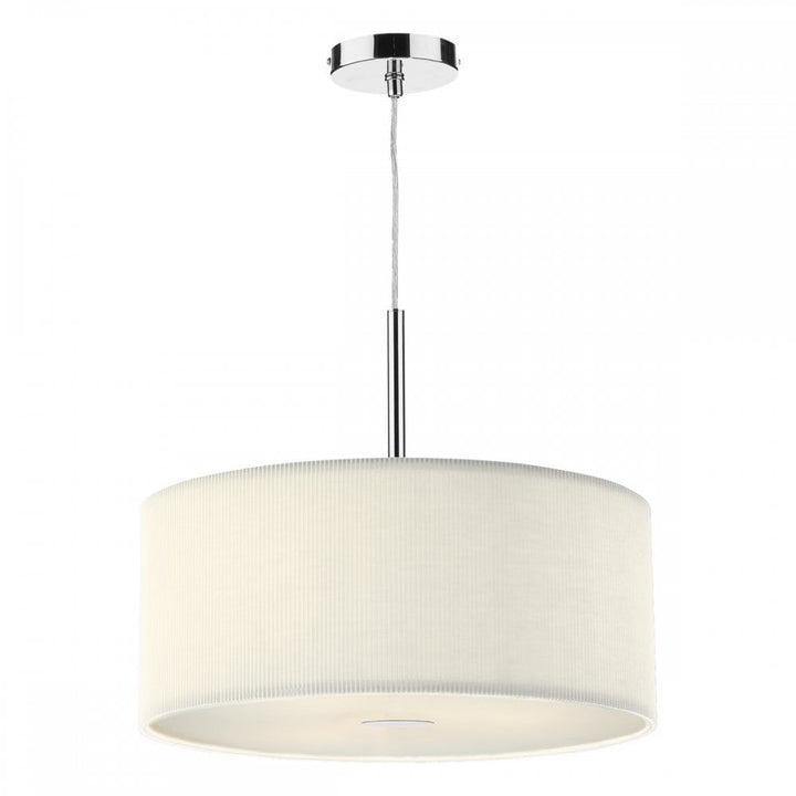 Dar ZAR1733 | Zaragoza 3-Light Pendant | Cream 600mm with Micro Pleat Shade
