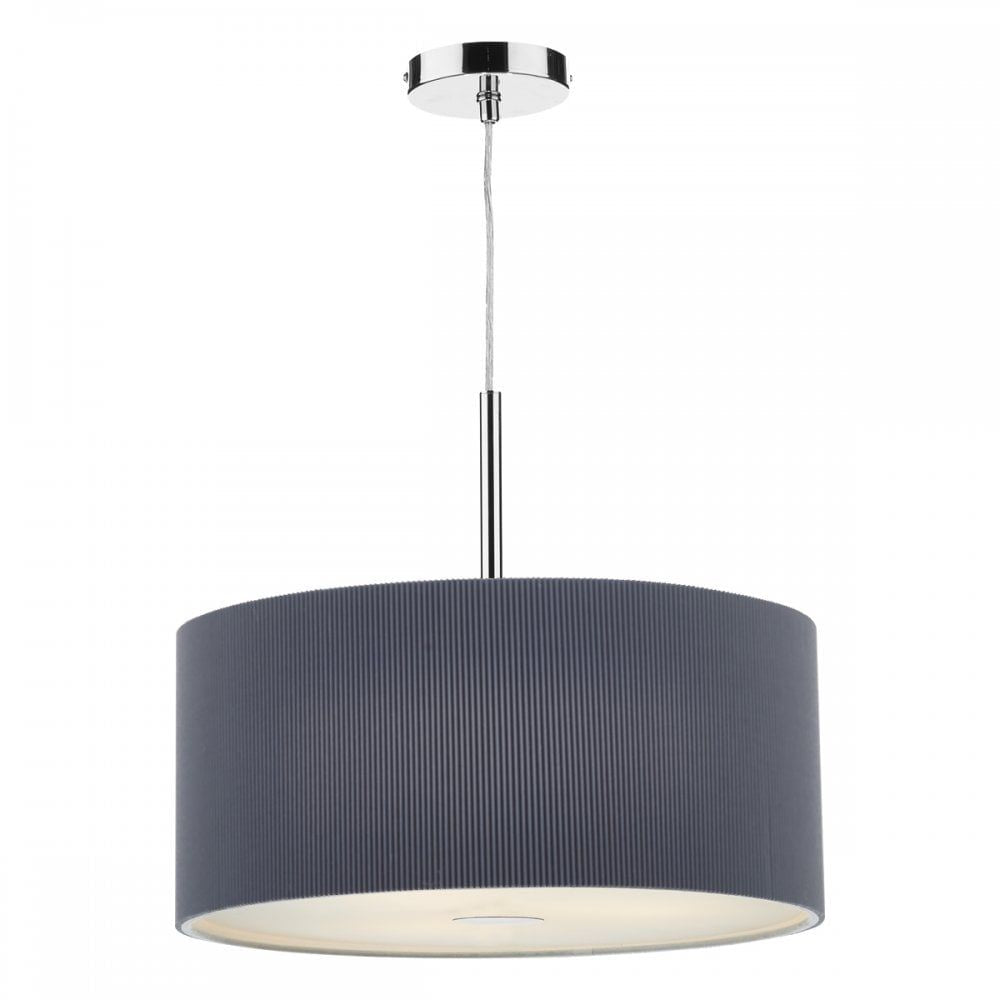 Dar ZAR1739 | Zaragoza 3-Light Pendant | Grey 600mm with Micro Pleat Shade