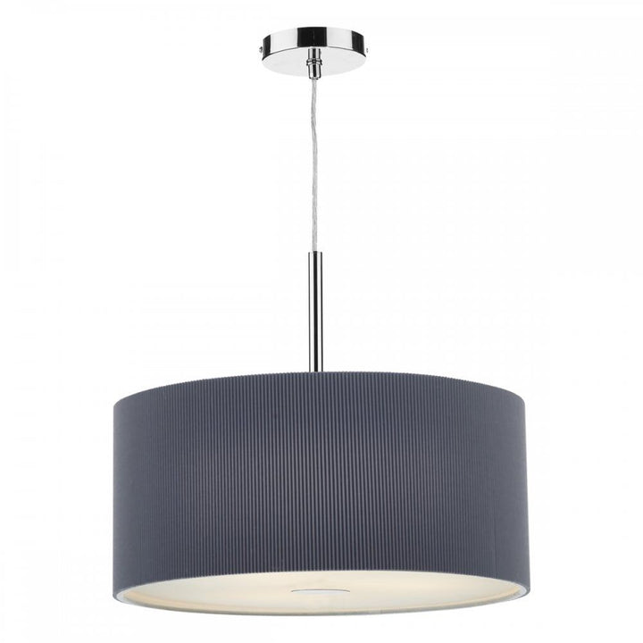 Dar ZAR1739 | Zaragoza 3-Light Pendant | Grey 600mm with Micro Pleat Shade