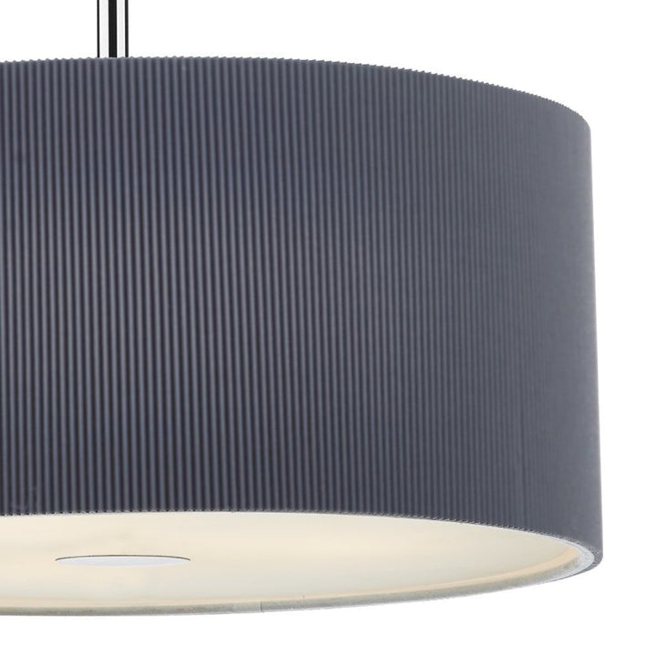 Dar ZAR1739 | Zaragoza 3-Light Pendant | Grey 600mm with Micro Pleat Shade