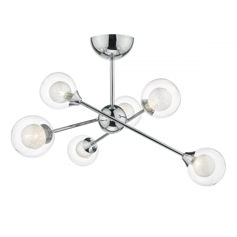 Dar ZEK0650 | Zeke 6-Light Semi Flush | Polished Chrome with Glass Shades