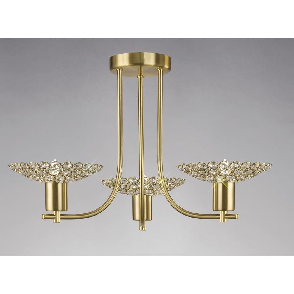 Diyas IL20601 Ellen Semi Ceiling Satin Brass/crystal