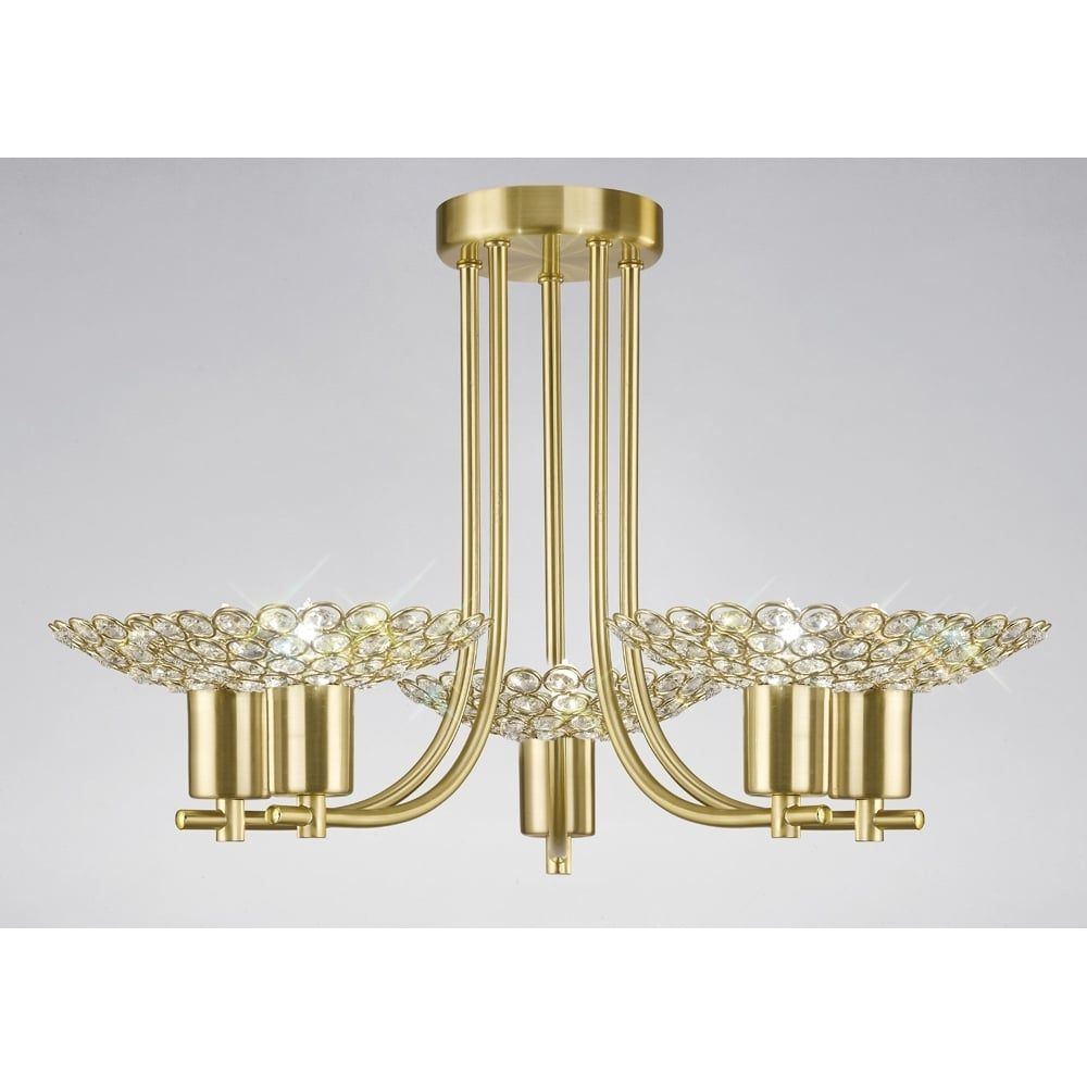 Diyas IL20602 Ellen Semi Ceiling Satin Brass/crystal