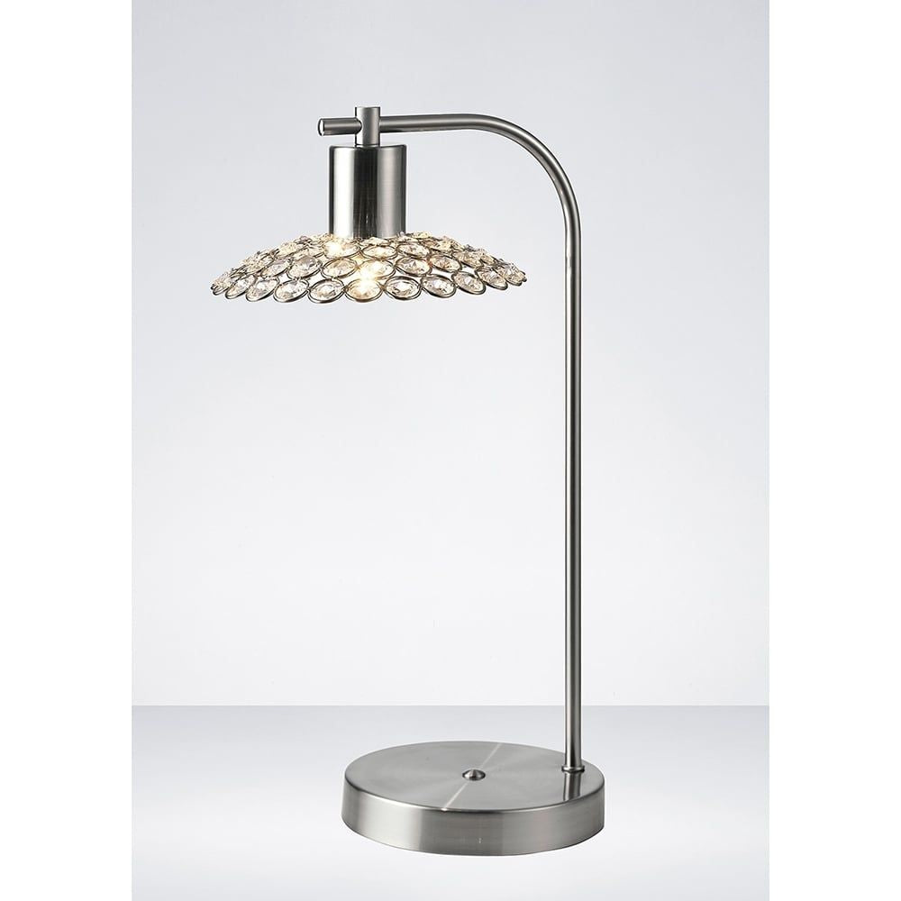 Diyas IL20608 Ellen 1 Light Table Lamp Satin Nickel/Crystal