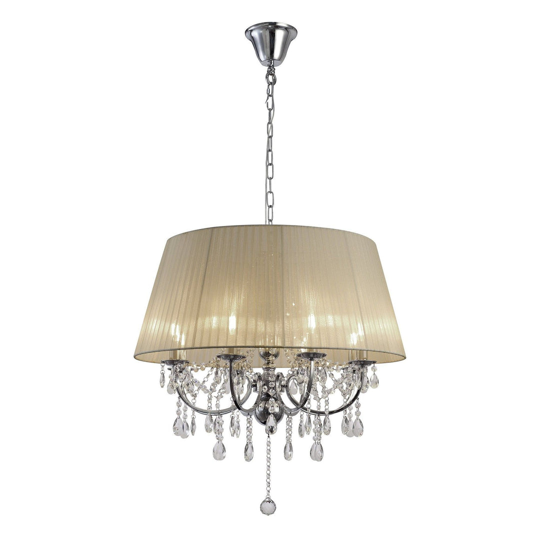 Diyas IL30056 Olivia Pendant With Soft Bronze Shade 8 Light Polished Chrome/Crystal
