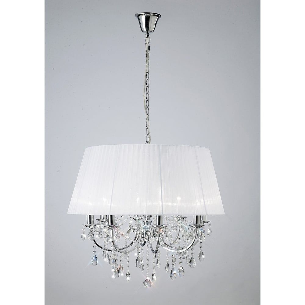 Diyas IL30056/WH Olivia Pendant White Shade/crystal
