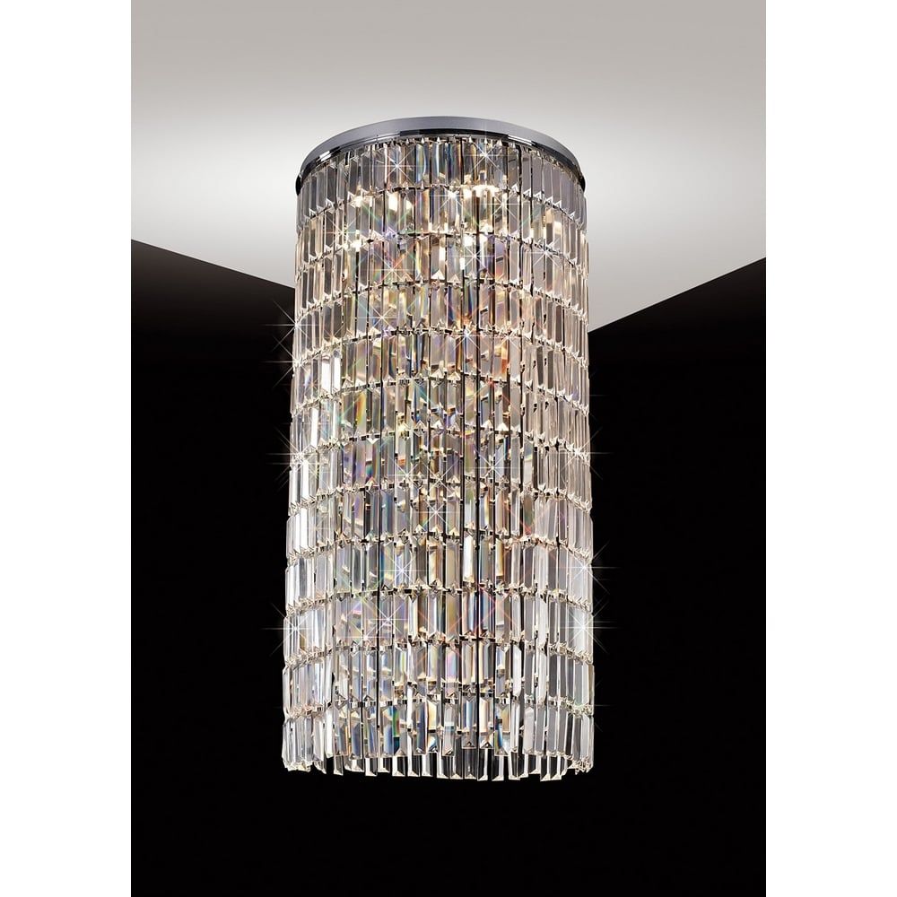 Diyas IL30076 Torre Pendant 6 Light Polished Chrome/crystal. Ceiling Plate And Mirror.