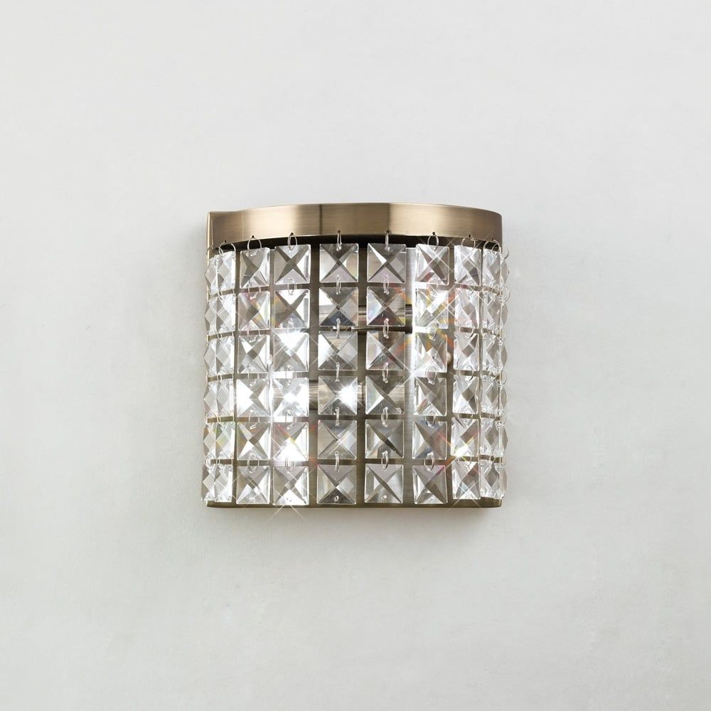 Diyas IL30091 Cortina Wall Lamp 2 Light Antique Brass/crystal