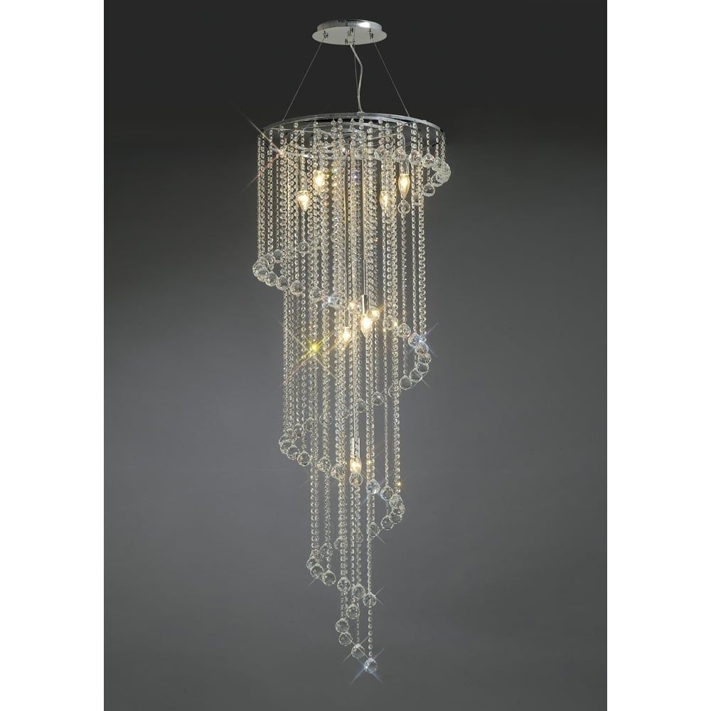 Diyas IL30098 Atla Spiral Pendant 9 Light Polished Chrome/crystal