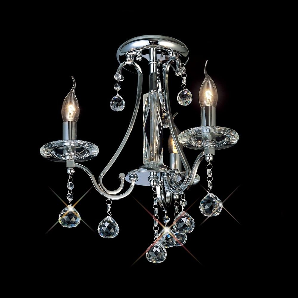 Diyas IL30113 Bianco Crystal Ceiling 3 Light Chrome