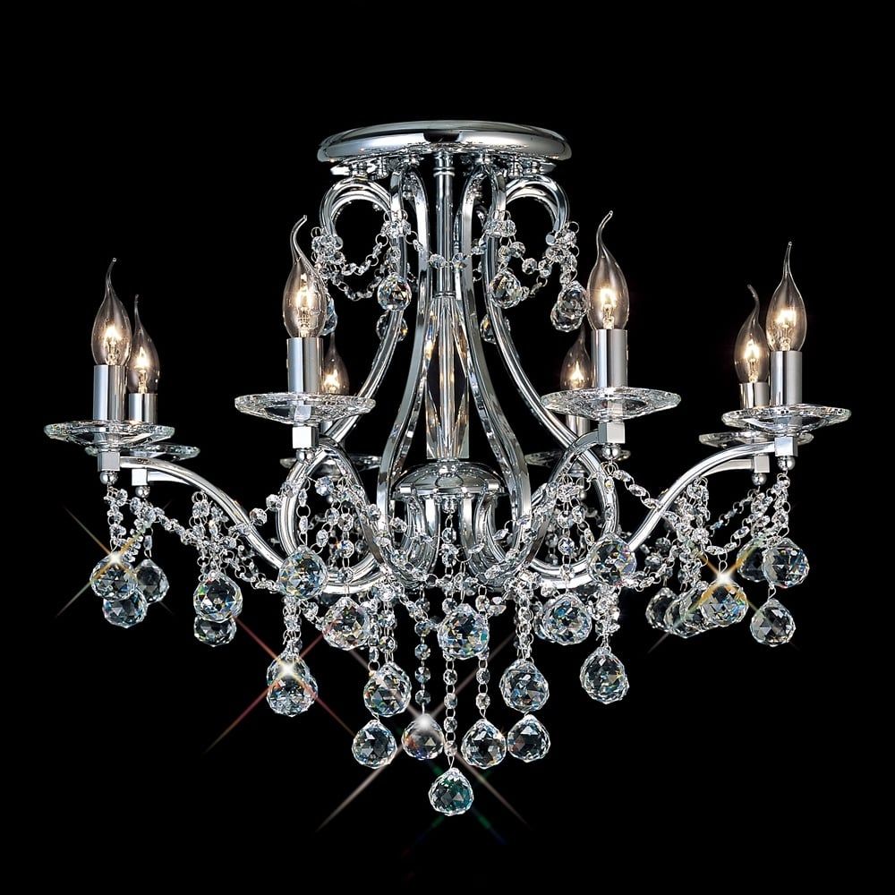 Diyas IL30118 Bianco Crystal Ceiling 8 Light Chrome