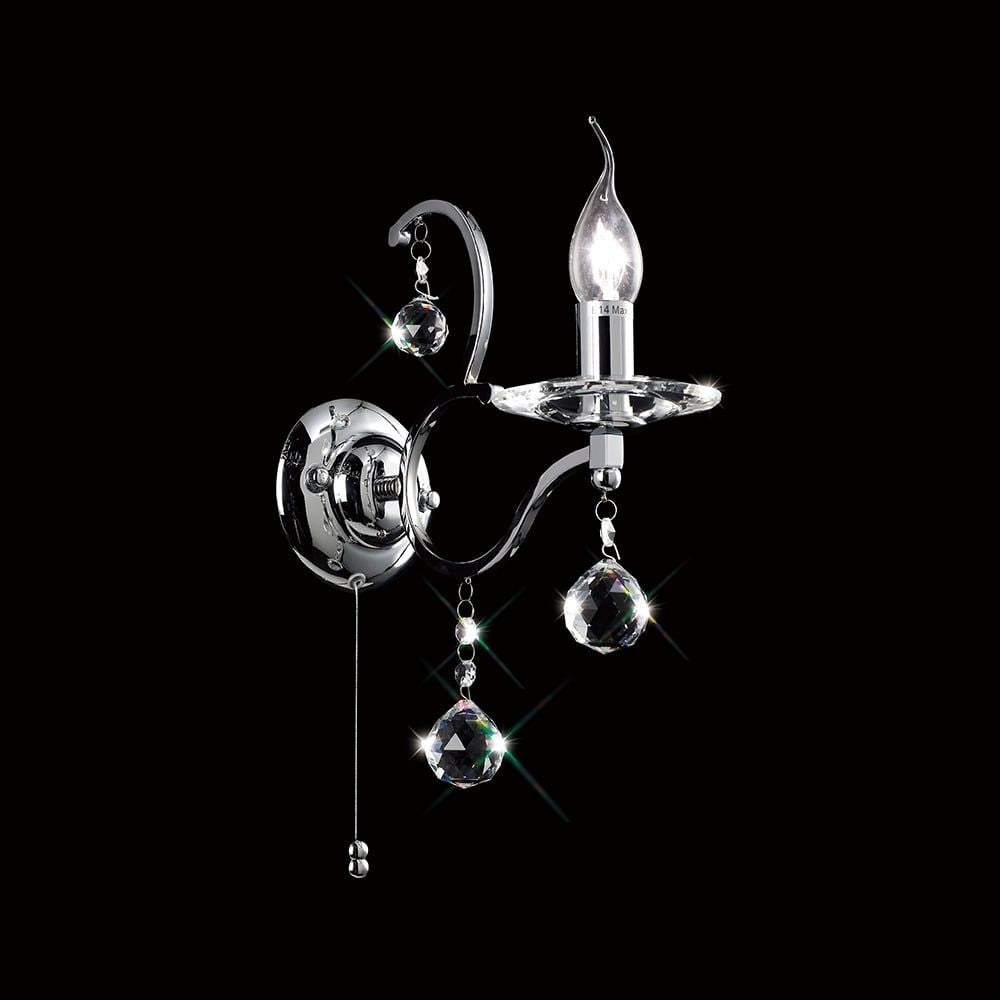 Diyas IL30121 Zinta Crystal Switched Wall 1 Light Chrome