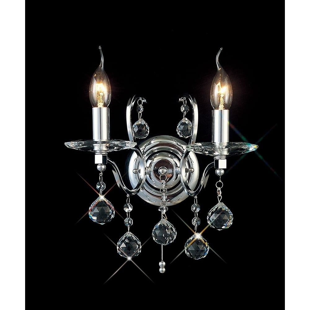 Diyas IL30122 | Zinta Wall Lamp | Polished Chrome & Crystal Elegance