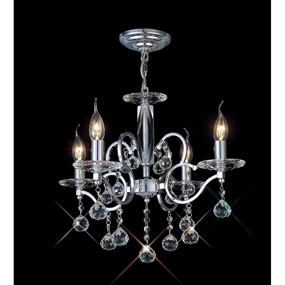 Diyas IL30124 | Zinta Crystal Pendant 4 Light | Chrome