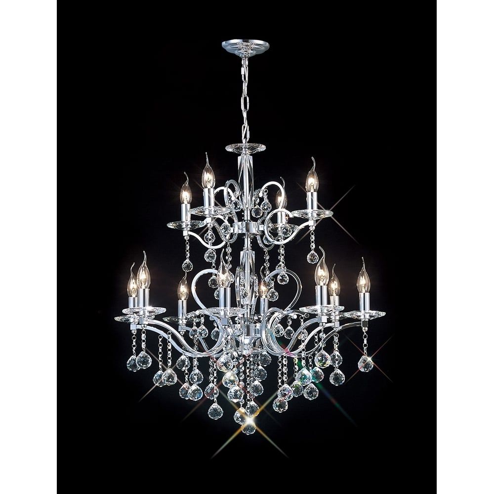 Diyas IL30128+4 Zinta Crystal Pendant 12 Light Chrome
