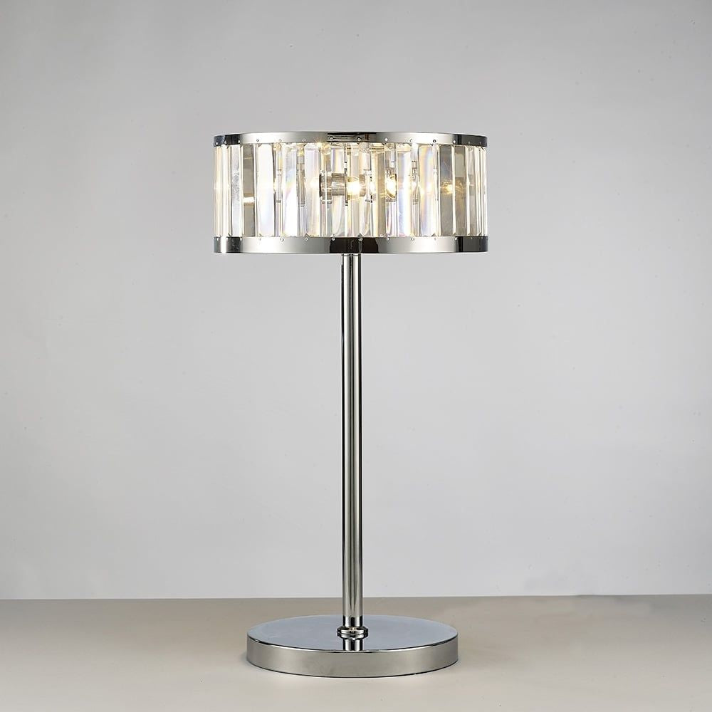 Diyas IL30176 Torre Table Lamp 3 Light Polished Chrome/Crystal