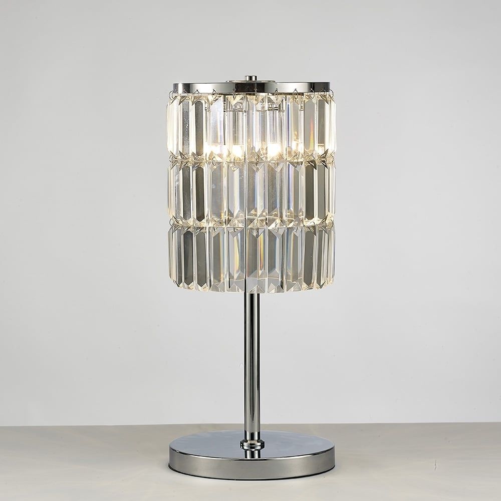 Diyas IL30178 Torre Crystal Curtain Table Lamp 3 Light Polished Chrome
