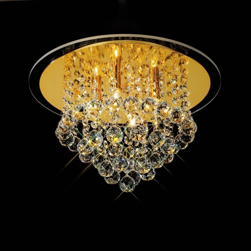 Diyas IL30208 Atla 4 Light Gold Crystal Flush