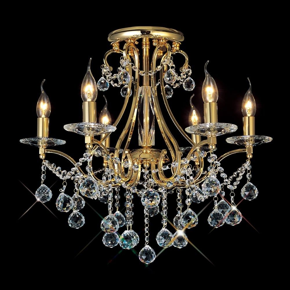 Diyas IL30216/BI | Bianco Ceiling French Gold/Crystal Light