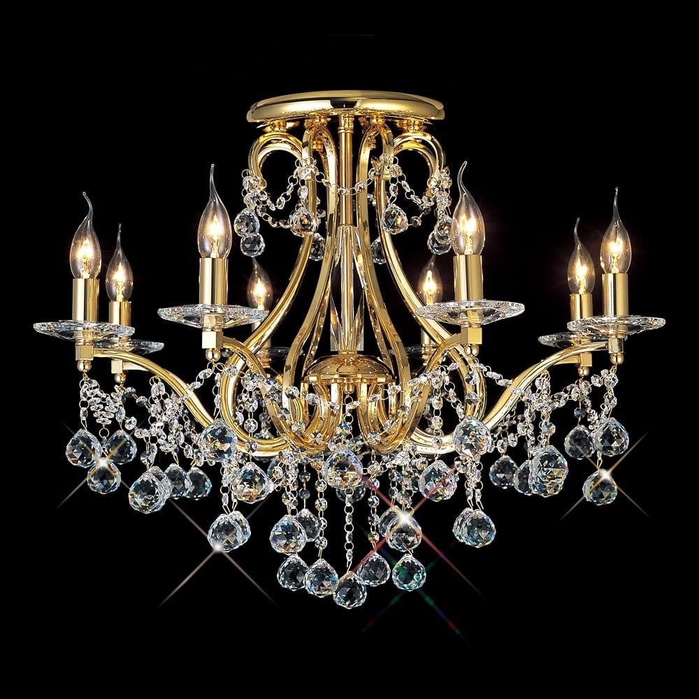 Diyas IL30218 Bianco Ceiling French Gold/crystal