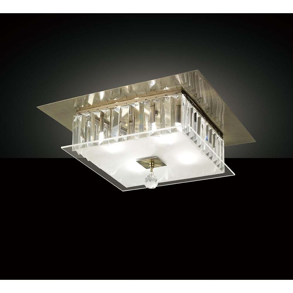 Diyas IL30247 Tosca Ceiling Square Antique Brass/crystal
