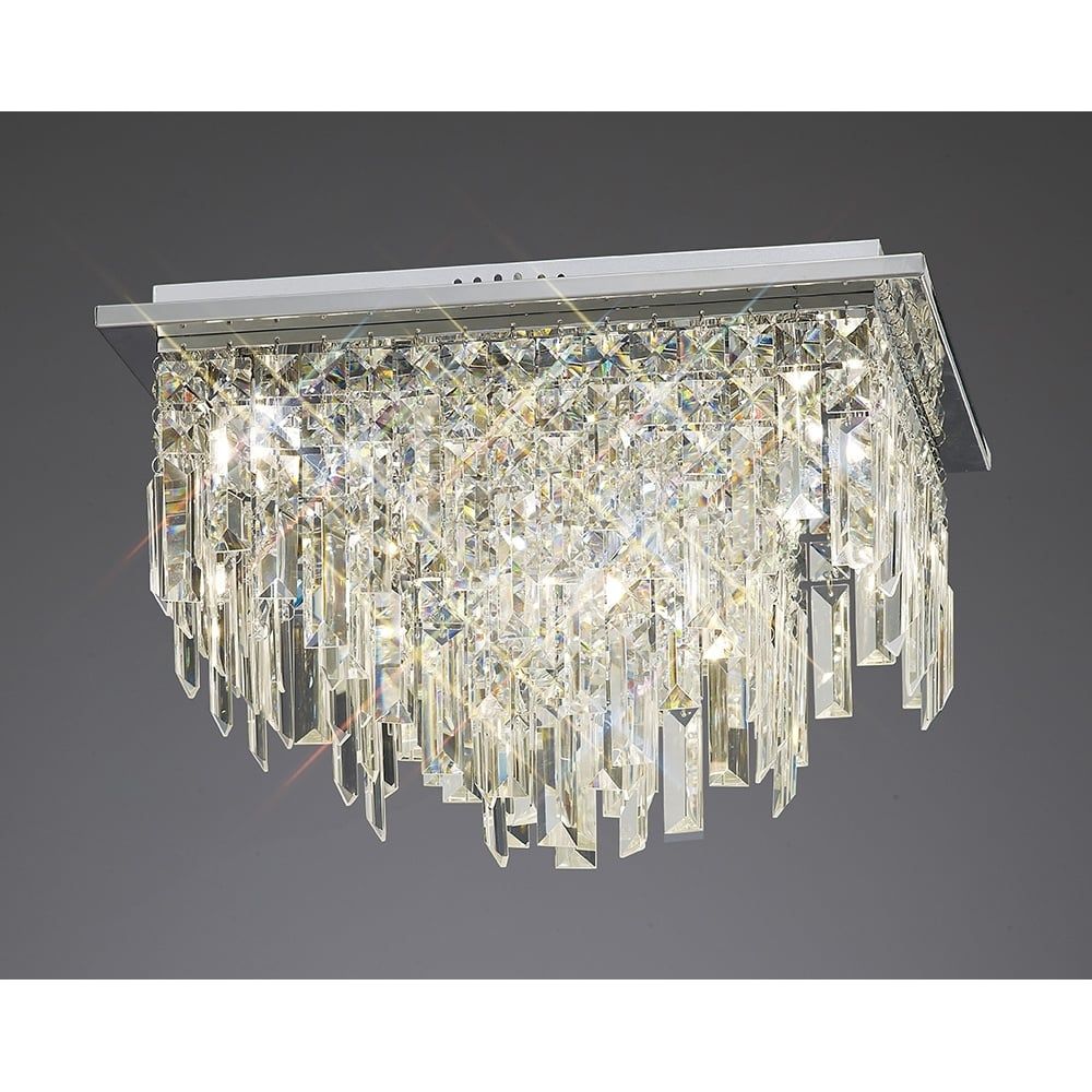 Diyas IL30252 Maddison Ceiling Square 6 Light Polished Chrome/crystal
