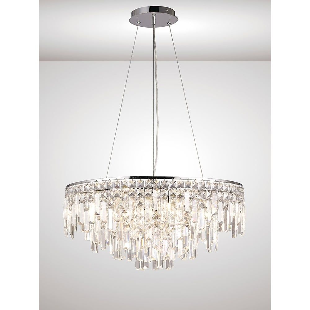 Diyas IL30256 Maddison Pendant Round 8 Light Polished Chrome/Crystal