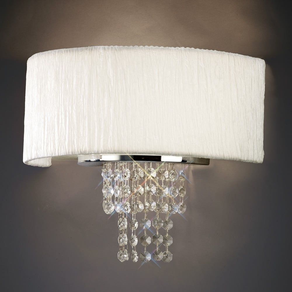 Diyas IL30271/WH | Nerissa Wall Lamp | Chrome/Crystal with White Shade