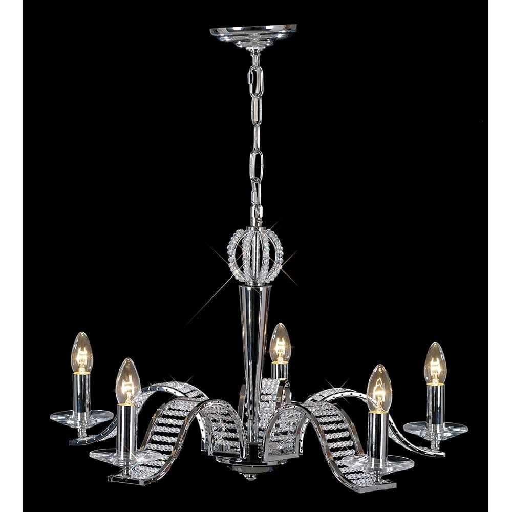 Diyas IL30345 Niobe Pendant 5 Light Chrome/crystal