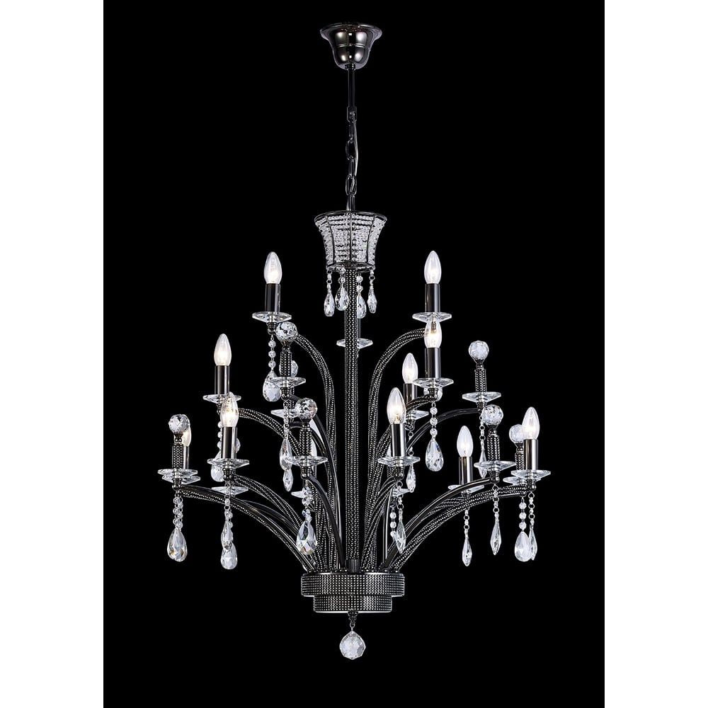 Diyas IL30481 Orlando Pendant Large 12 Light Black Chrome