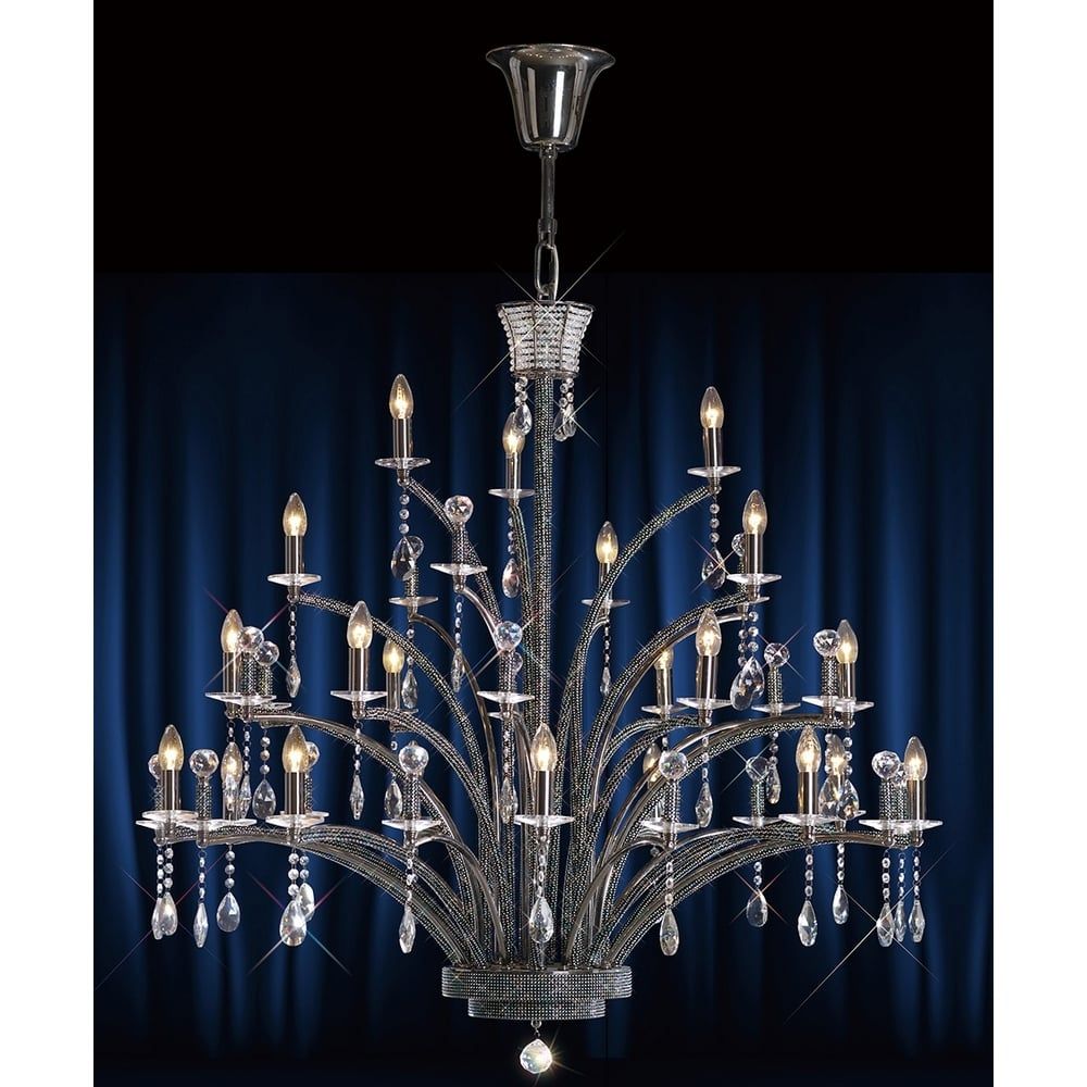 Diyas IL30490 Orlando Pendant 21 Light Black Chrome/crystal