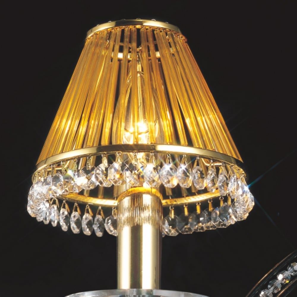 Diyas IL30500 Crystal Clip On Shade Gold Frame/amber Glass