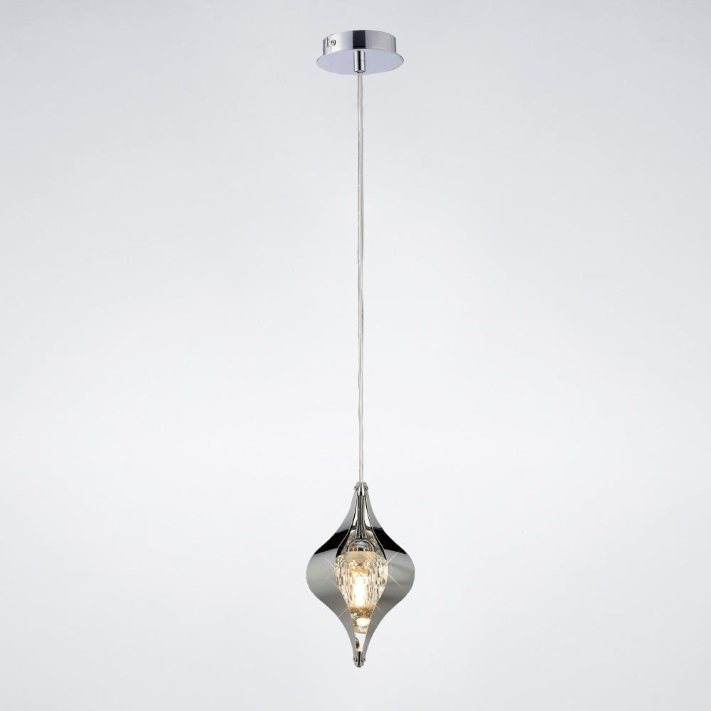 Diyas IL30582 Amano Pendant 1 Light Polished Chrome/crystal