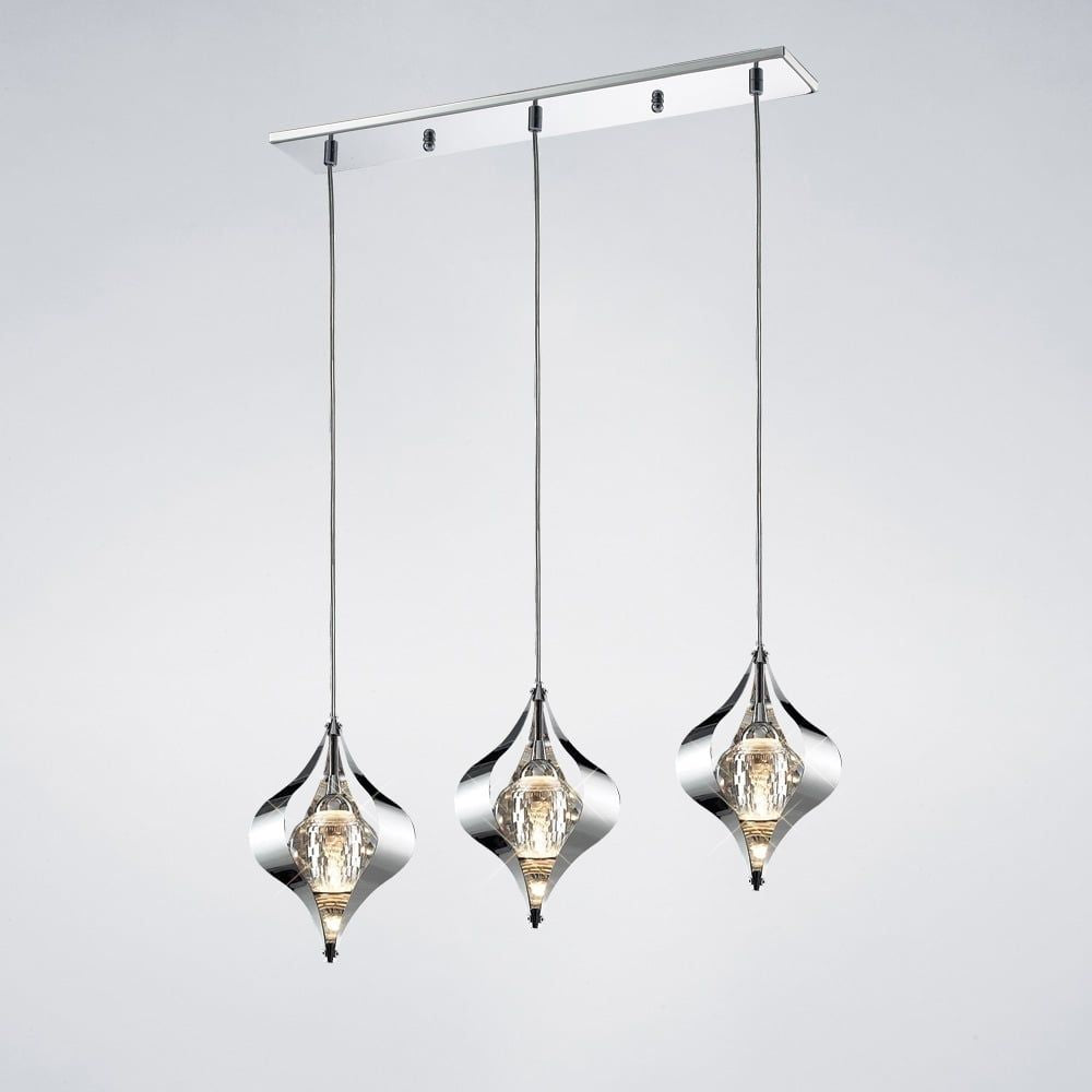 Diyas IL30583 Amano Pendant 3 Light Polished Chrome/crystal