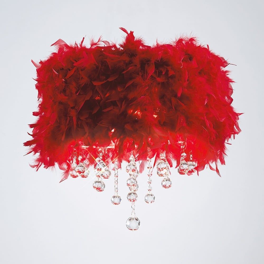 Diyas IL30741/RD Ibis Ceiling Red Feather Shade