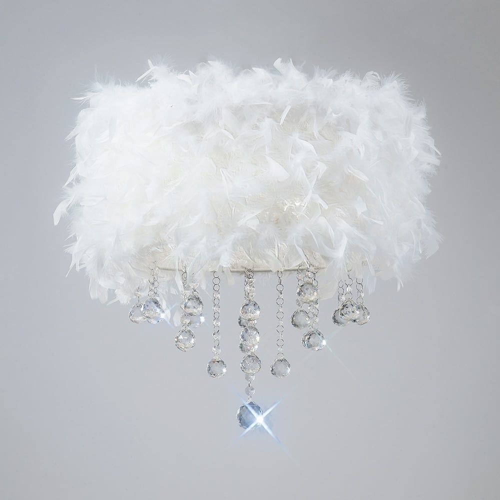 Diyas IL30741/WH Ibis Ceiling White Feather Shade
