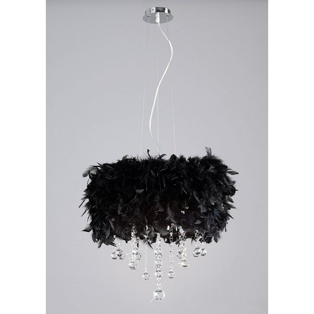 Diyas IL30742/BL Ibis Pendant Black Feather Shade