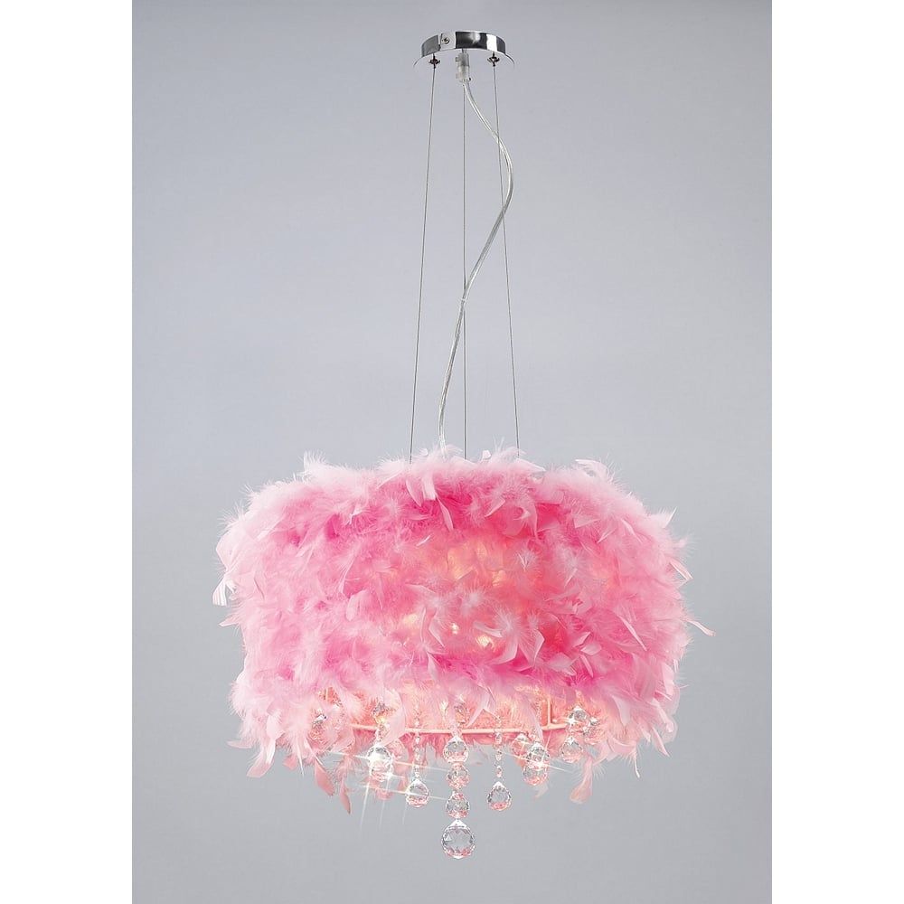 Diyas IL30742/PI Ibis Pendant Pink Feather Shade