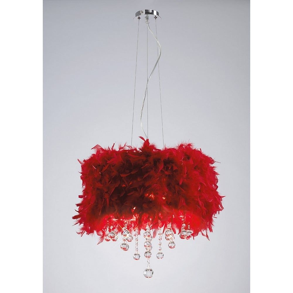 Diyas IL30742/RD Ibis Pendant Red Feather Shade