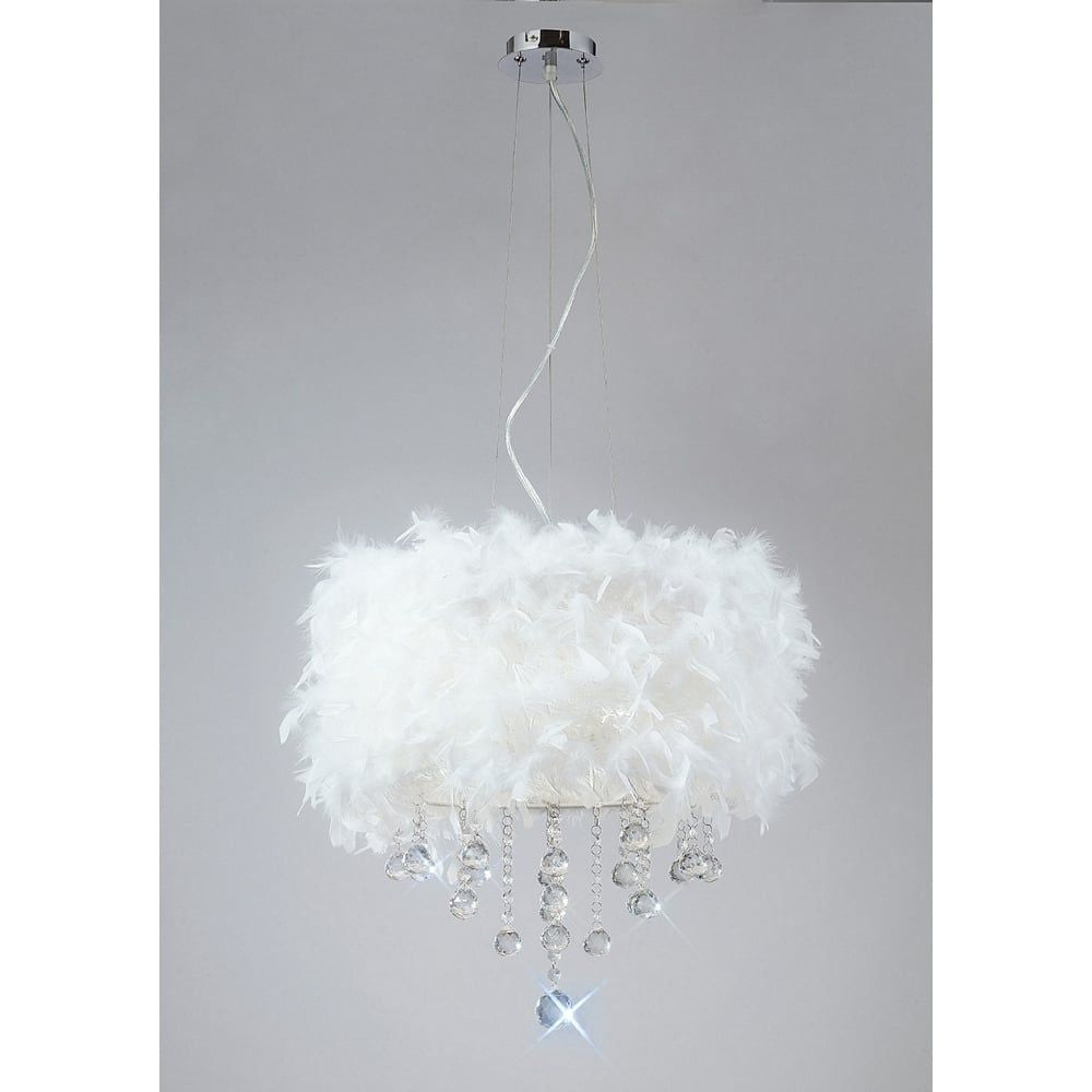 Diyas IL30742/WH Ibis Pendant White Feather Shade