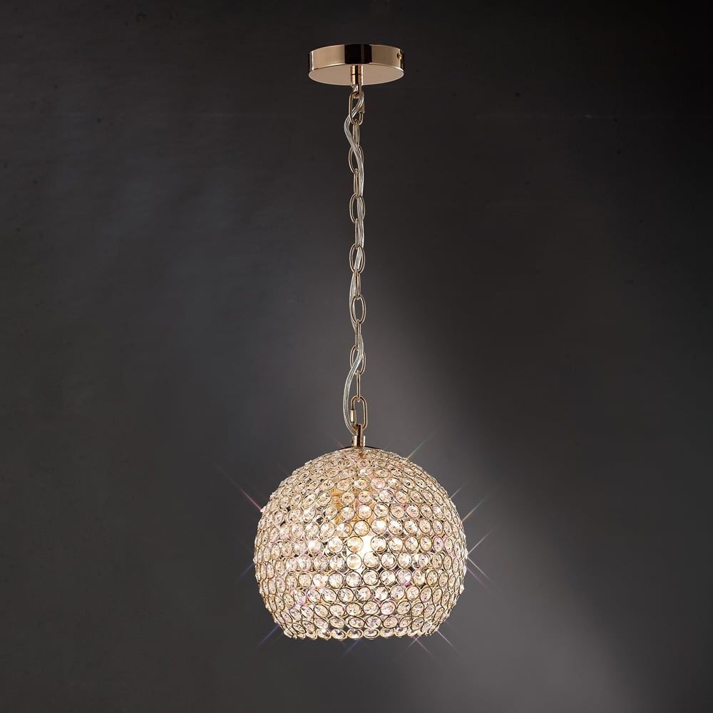 Diyas IL30751 Ava Pendant Light French Gold/crystal