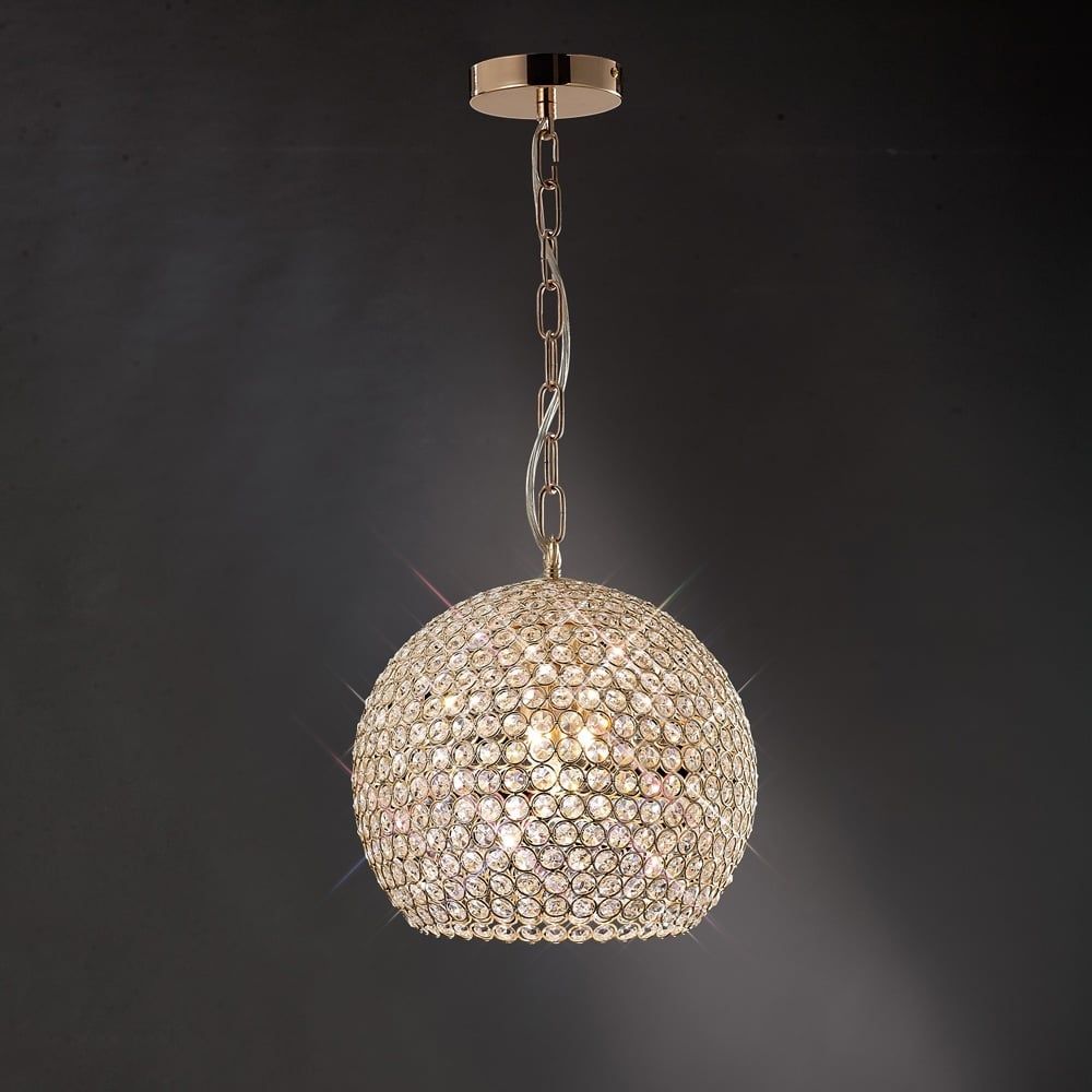 Diyas IL30752 Ava Pendant Light French Gold/crystal
