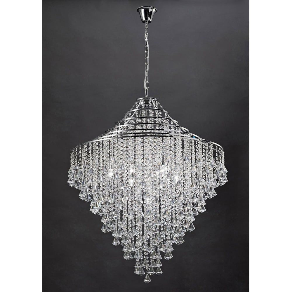 Diyas IL30773 Inina 9 Light Pendant Light Polished Chrome Crystal