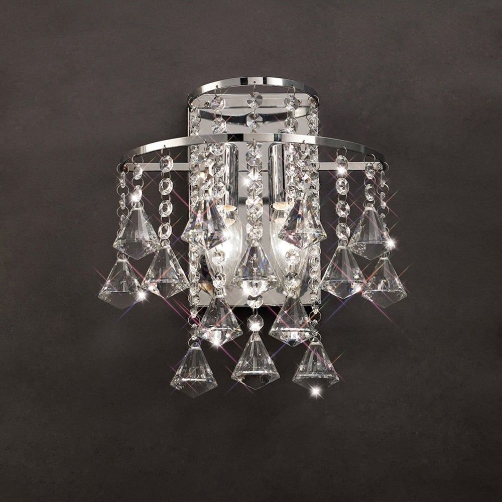 Diyas IL30774 Inina Wall Lamp 2 Light Polished Chrome Crystal Switched