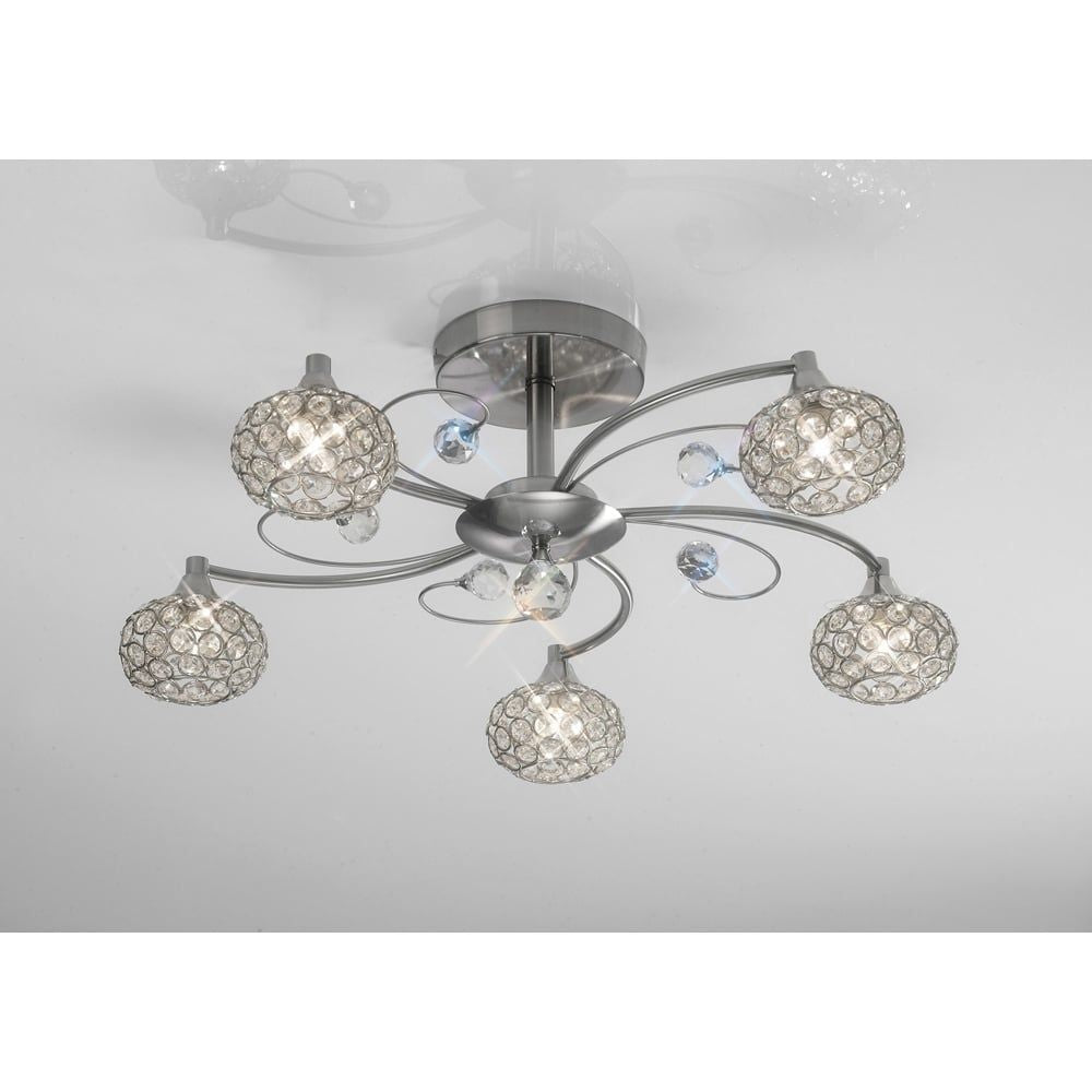 Diyas IL30935 Cara Semi Ceiling Satin Nickel/crystal