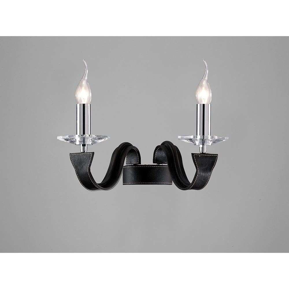 Diyas IL31032 Nardini Wall Lamp Black Leather/crystal