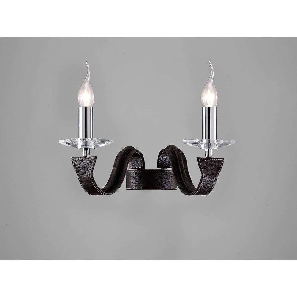 Diyas IL31042 Nardini Wall Lamp Brown Leather/crystal