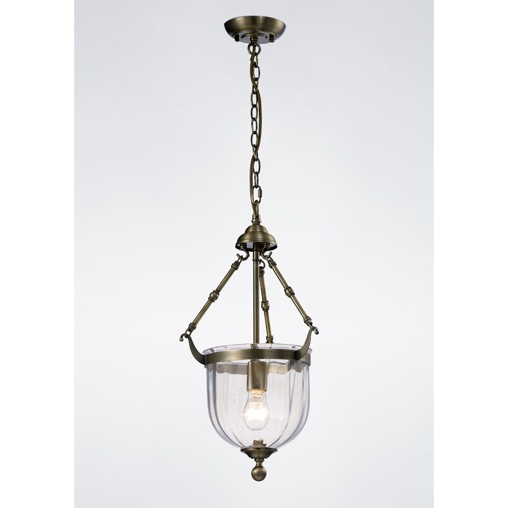 Diyas IL31075 Aubrey Pendant Antique Brass/glass