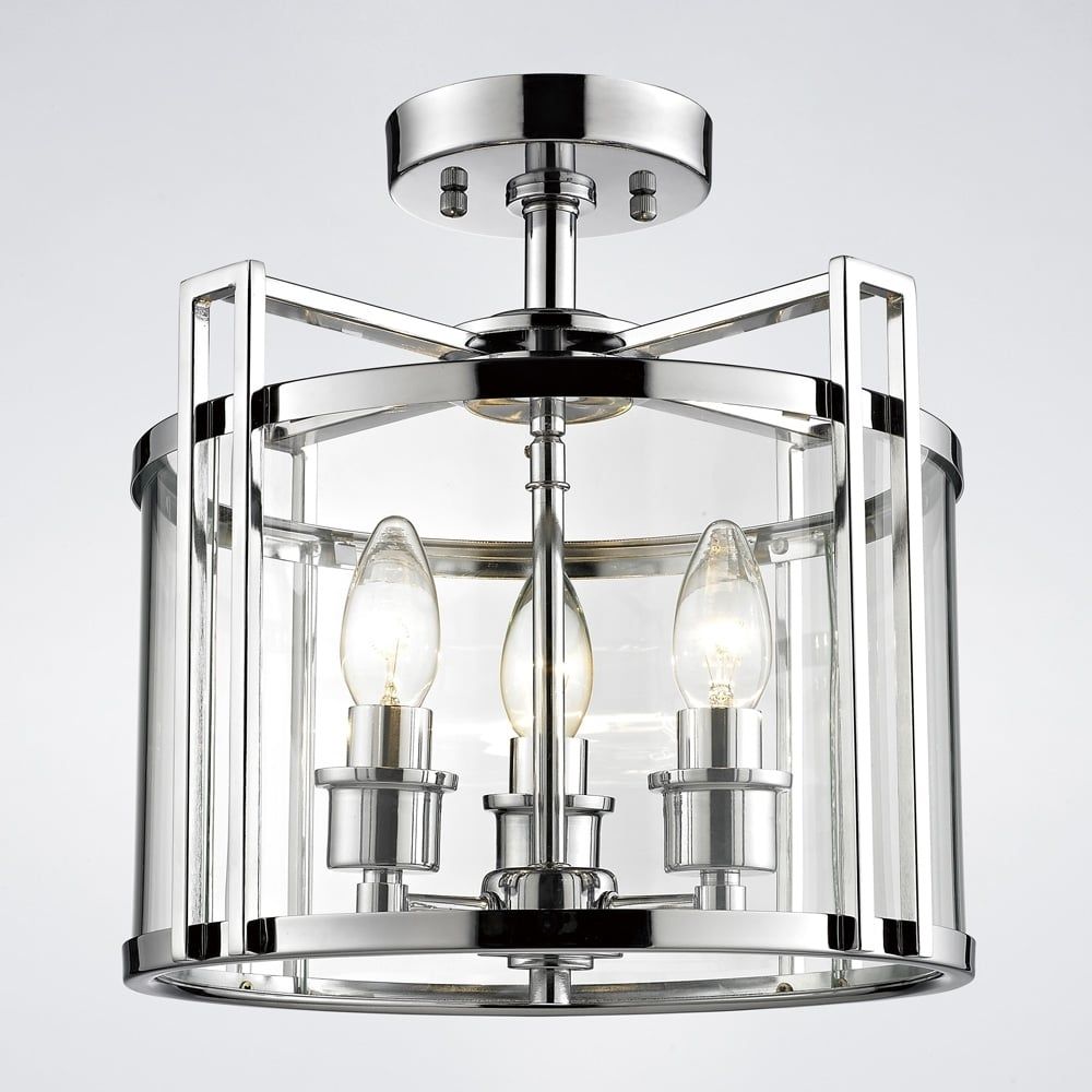 Diyas IL31080 Eaton Semi Ceiling Chrome/glass